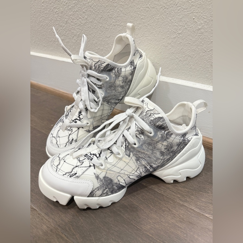 Dior BNIB Black Printed Neoprene D-Connect Kaleidoscopic Sneakers Size 38.5